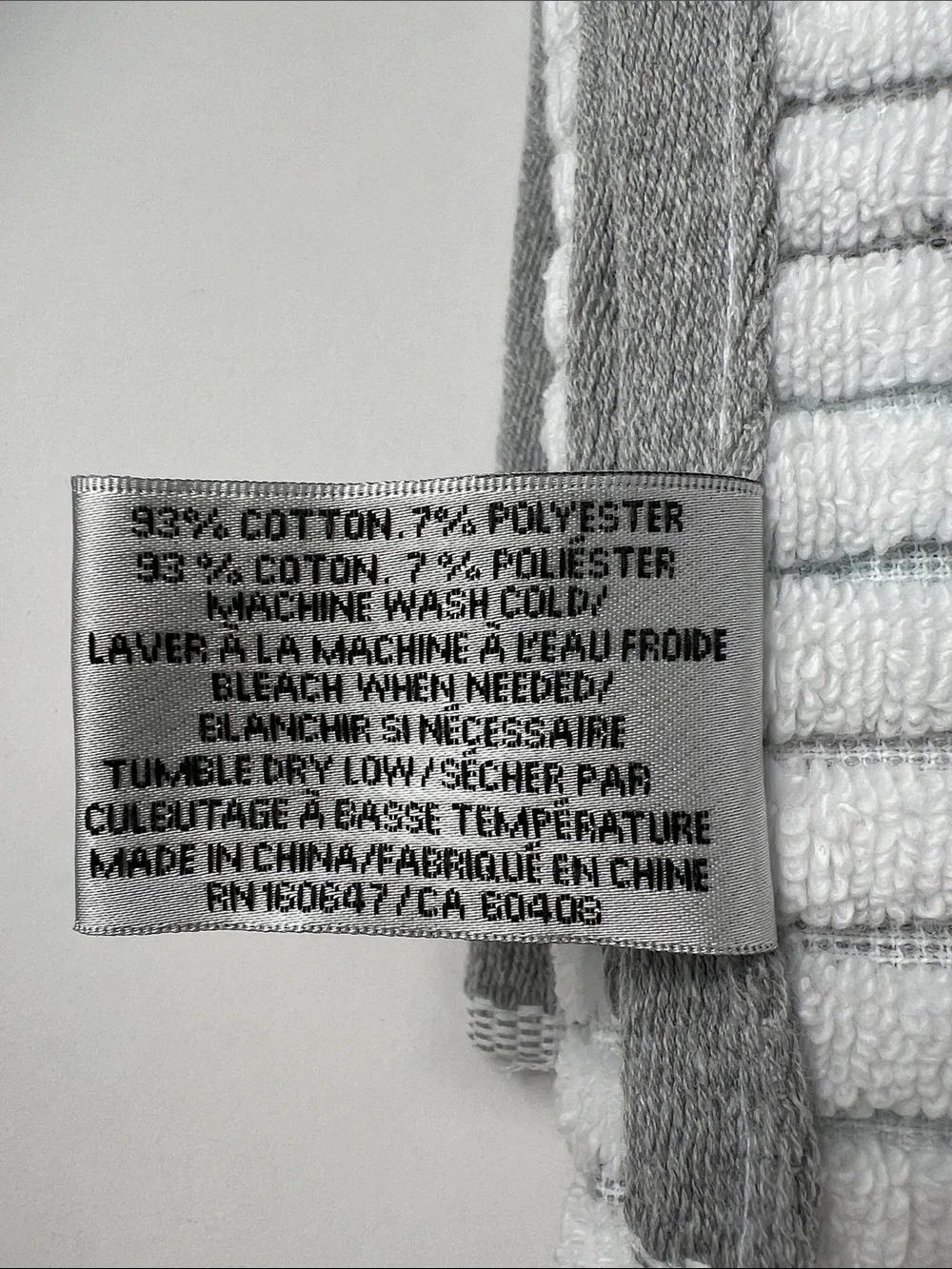 Ecoexistence Zero Twist Loops Bath Towel Set - Blue Gray White Stripe - 2 Pc NEW